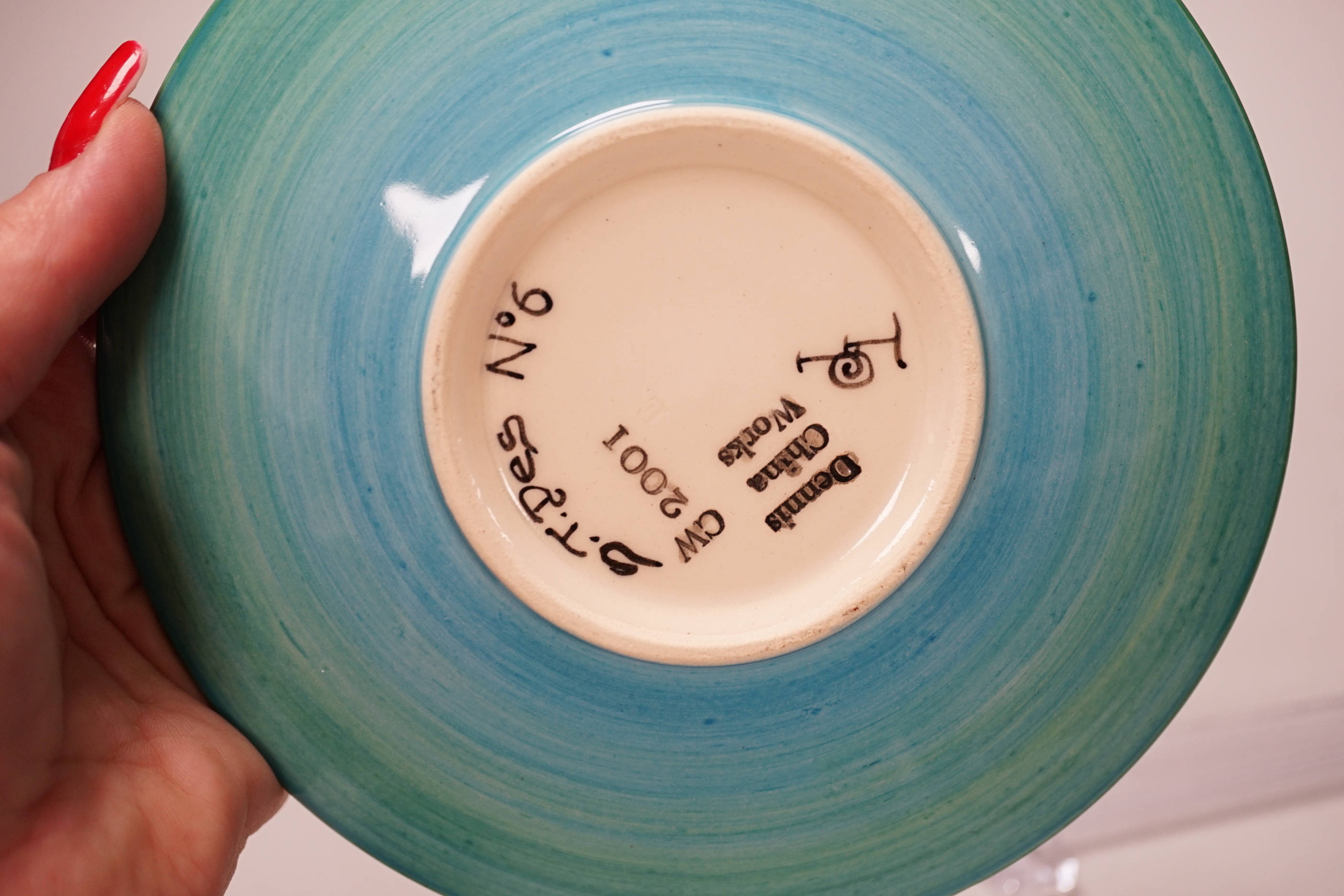 Sally Tuffin for Dennis China Works - ‘kingfisher’ pattern vase and plate. Vase 21cm